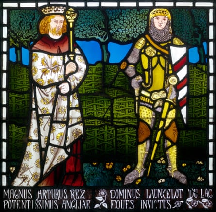 William Morris panel depicting King Arthur and Sir Lancelot.