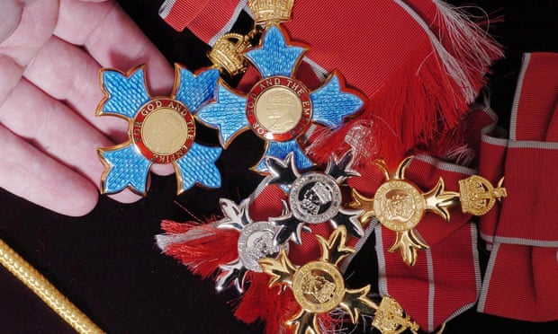 Male and female CBE, MBE, OBE medals