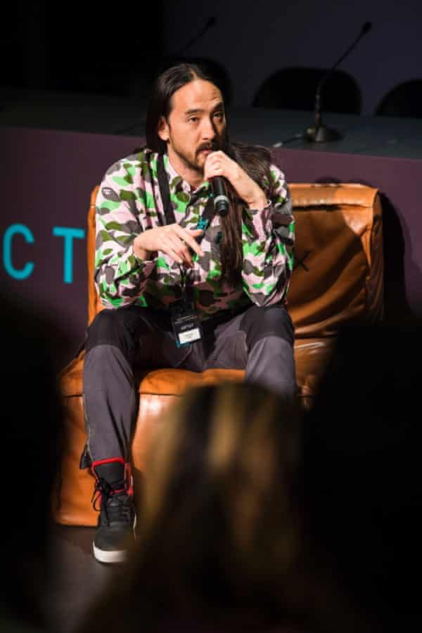 Steve Aoki speaks at the opening of the 2014 Electronic Music Conference.
