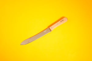 Opinel bread knife. Beechwood handle, stainless steel blade.