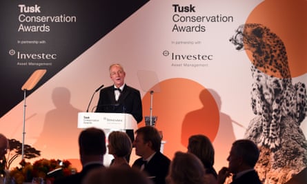Winner of the Prince William Award for Conservation in Africa Richard Bonham gives a speech at the Tusk Conservation Awards 2014 at Claridge's Hotel on November 25, 2014 in London