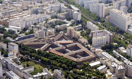 An aerial view of La Santé prison in central Paris.