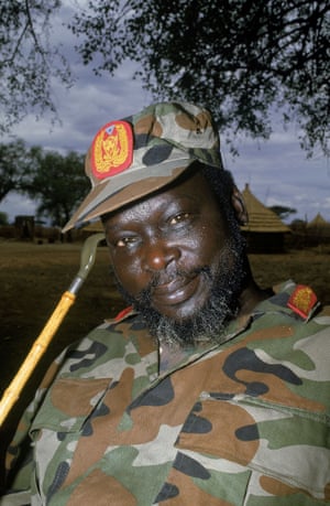 1983 The Addis Ababa agreement officially breaks down and the second civil war begins, pitting government forces against the Sudan People’s Liberation Movement led by John Garang. The civil war forces more than 4 million southerners to flee, with many forced out the country to Ethiopia, Kenya, Uganda, Egypt or other neighbouring countries Colonel John Garang, leader of the Sudanese Peoples Liberation Army (SPLA) poses for a portrait at a rebel encampment April 1992 near Kapoeta, Sudan