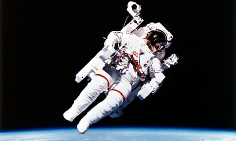 US astronaut Bruce McCandless spacewalking, 1984.