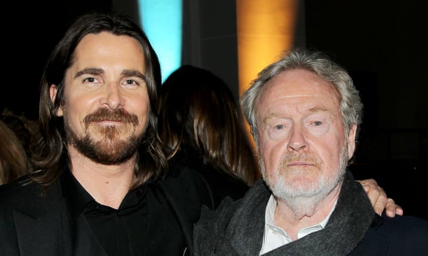 Christian Bale (left) and Ridley Scott at a party to celebrate the premiere of Exodus: Gods and Kings.