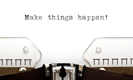 Make Things Happen printed on an old typewriter