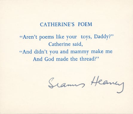 Greetings from Seamus Heaney, 1976.