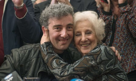 Estela de Carlotto, president of Grandmothers of Plaza de Mayo, with her grandson Guido, who was finally identified by the group in August 2014.