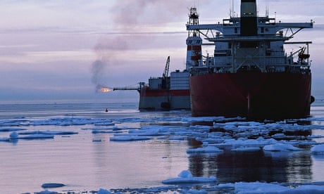 Ocean freighters in icy waters
