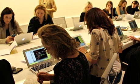 Lily Cole and other women at the ­Decoded digital training in coding