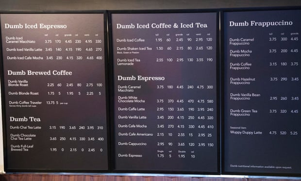 Dumb Starbucks menu