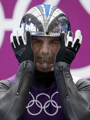 Armin Zoeggeler of Italy prepares to start his run during a training session for the men's singles luge at the 2014 Winter Olympics