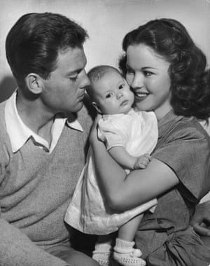 Temple and John Agar with their three-month-old baby daughter, Linda Susan.