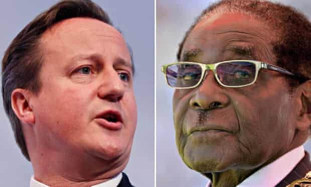 Composite:  Prime Minister David Cameron and Robert Mugabe