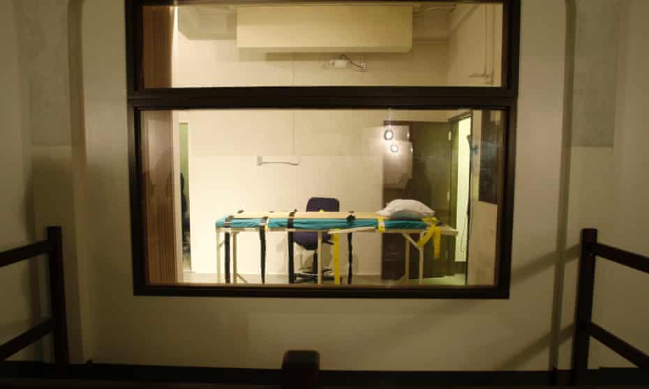 The execution chamber at the Washington State Penitentiary is shown as viewed from the witness gallery, in Walla Walla.