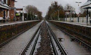 A view of the flooded railway station in the village of Datchet.