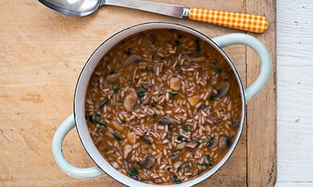 Earthy red wine and mushroom risotto