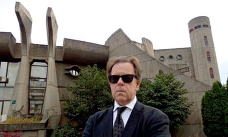 Jonathan Meades in front of Skopje university