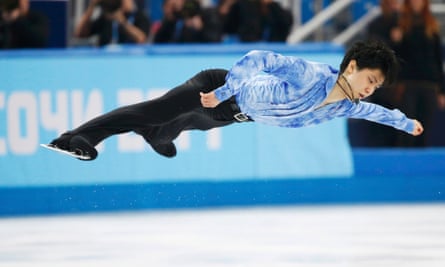 Japan's Yuzuru Hanyu competes during the figure skating men's short program at the Sochi 2014 Winter Olympics.