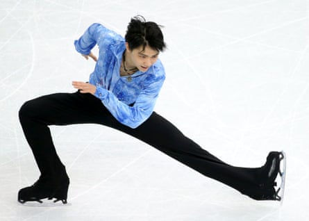 Yuzuru Hanyu of Japan performs during the men's short program of at Sochi.