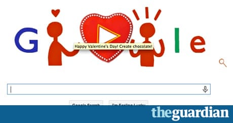 Valentine's Day celebrated by Google Doodle