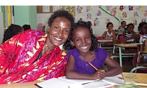Waris Dirie visits Safa Idriss Nour at her school in Djibouti.