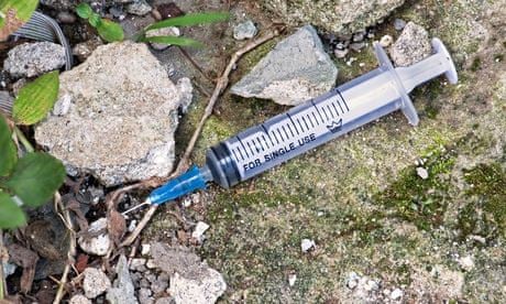 Hypodermic syringe used for injecting heroin
