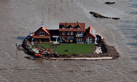 house with moat in flooded somerset