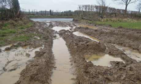 Flooding soil run off Kemble Thames source