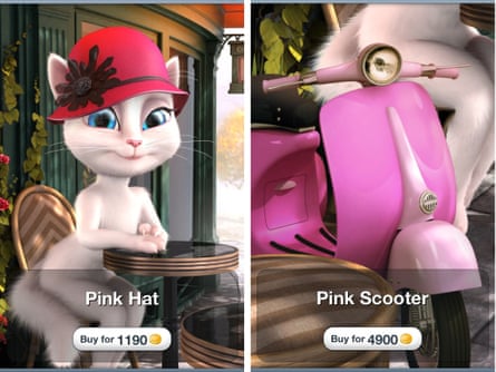 Items are bought using virtual coins in Talking Angela.