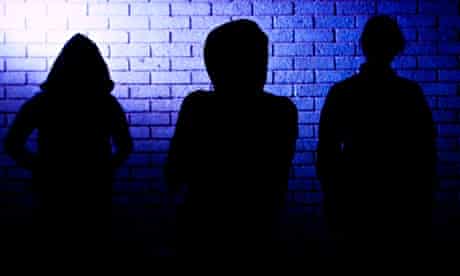 Teenagers in silhouette