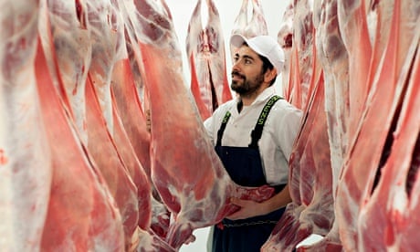 A butcher in an abattoir.
