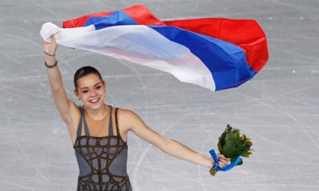 Russia's Adelina Sotnikova celebrates winning gold.