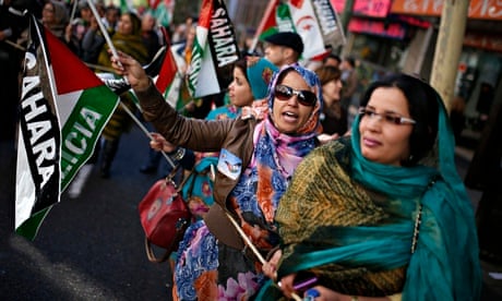 Saharawi women protest against Moroccan rule in Madrid