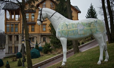 An ornamental horse in the grounds of Yanukovych's presidential compound in Ukraine