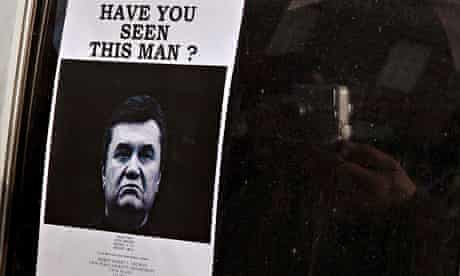 A wanted poster for Victor Yanukovich in Kiev