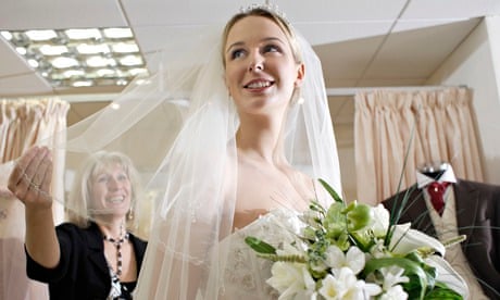 Young woman wearing wedding dress