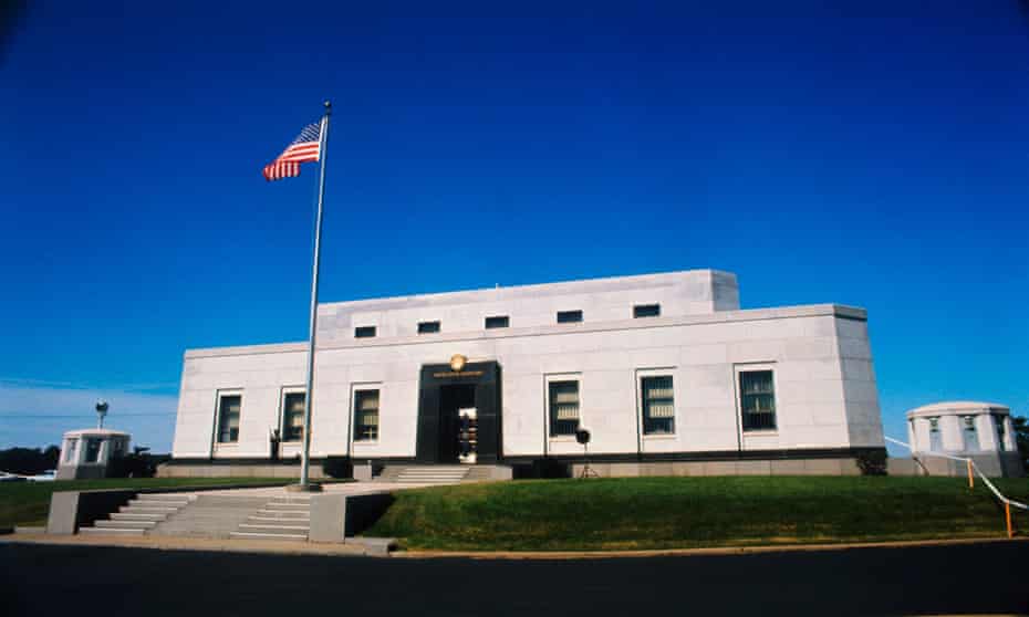 The outside of of the United States Bullion Depository at Ft. Knox, Kentucky.