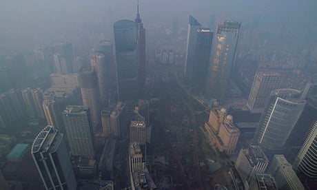 Buildings are seen through thick haze in Guangzhou