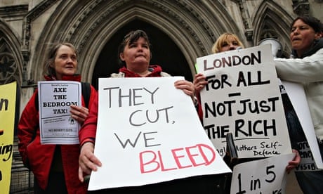 Carers for disabled people protest against the bedroom tax outside the high court