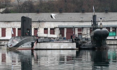 Russian military submarines are pictured at a navy base in the Ukrainian Black Sea port of Sevastopol, Crimea, February 27, 2014.