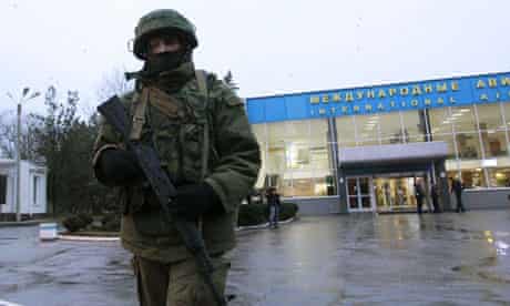 A gunman outside Simferopol airport in Crimea