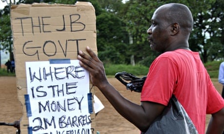 A Malawian activist takes part in a protest against corruption