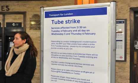 Posters in London Underground stations warning of tube strike
