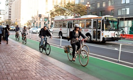 San Francisco urban cycling protected bike lanes