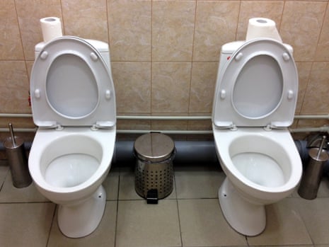 Double toilet cubicle outside Sochi Winter Olympics press centre