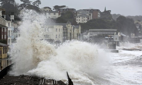 Waves crash against Dawlish seafront 