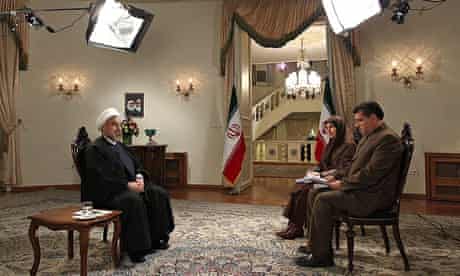 Iranian president Hassan Rouhani is interviewed live on state television