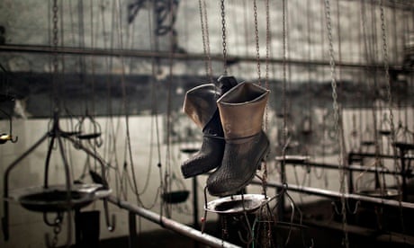 Boots in coal mine