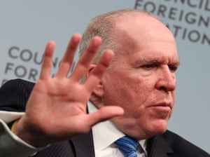 Central Intelligence Agency Director John Brennan speaks at a Council on Foreign Relations forum on the "challenges and opportunities for the American intelligence Community and reflect on his first year as CIA director" in Washington March 11, 2014.